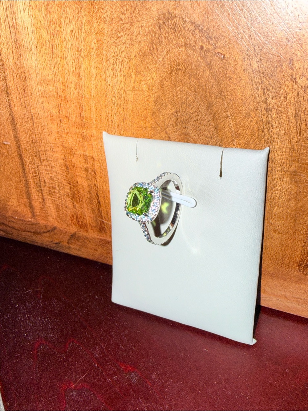Green Cushion-Cut Gemstone Halo Pendant - Women Jewelry - Picture 2 of 3